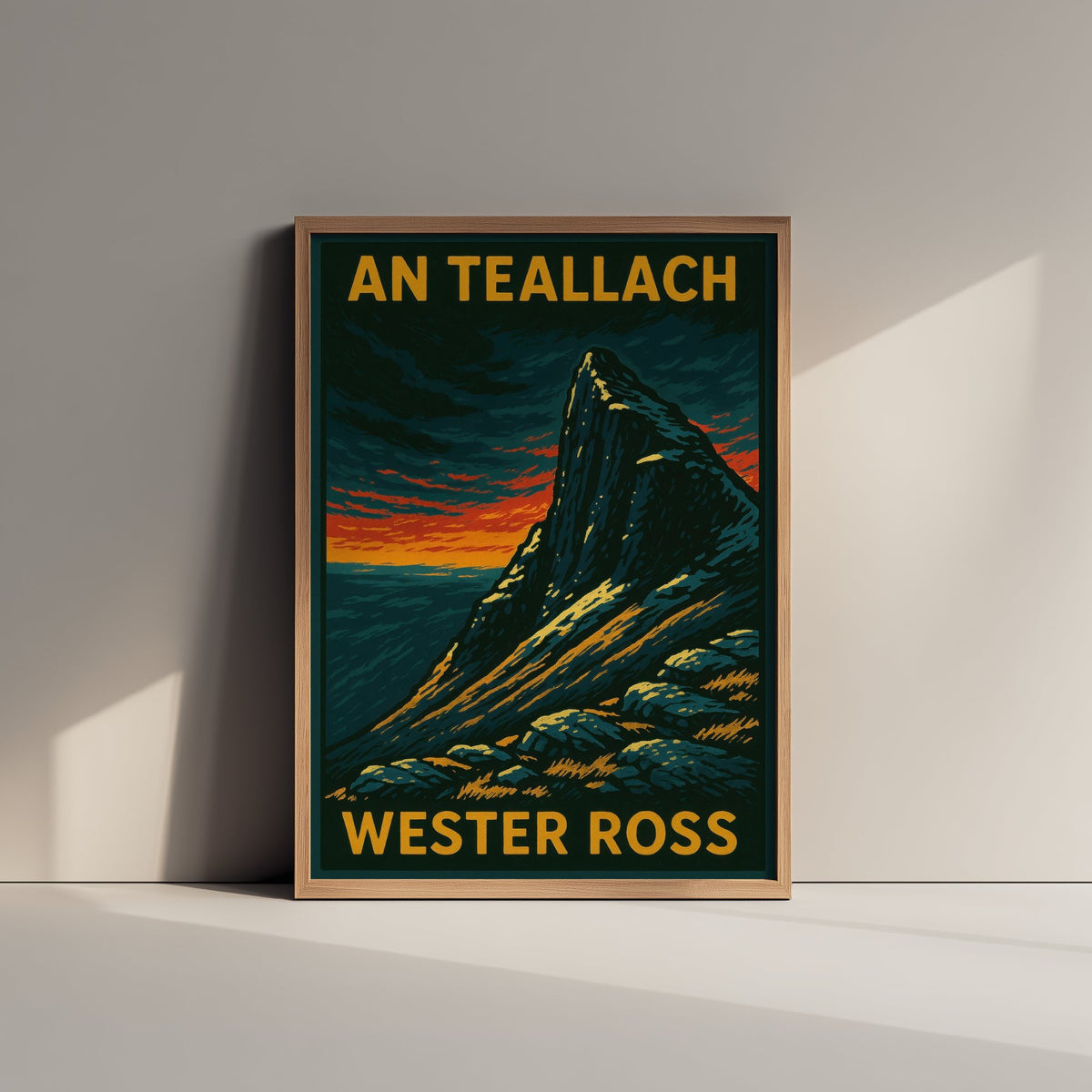 An Teallach Scotland Travel Poster - Highland Mountain Art Print - Bold Woodcut Landscape - Wester Ross 3/3