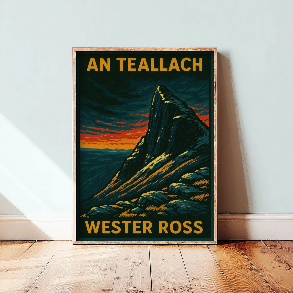 An Teallach Scotland Travel Poster - Highland Mountain Art Print - Bold Woodcut Landscape - Wester Ross 3/3
