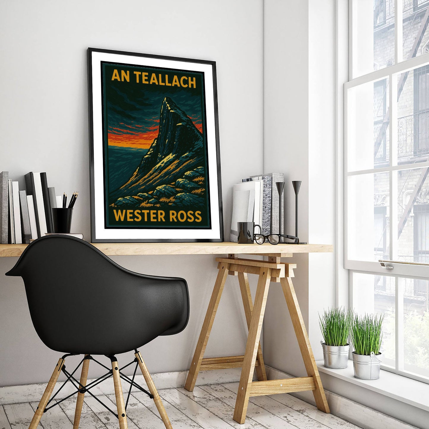 An Teallach Scotland Travel Poster - Highland Mountain Art Print - Bold Woodcut Landscape - Wester Ross 3/3
