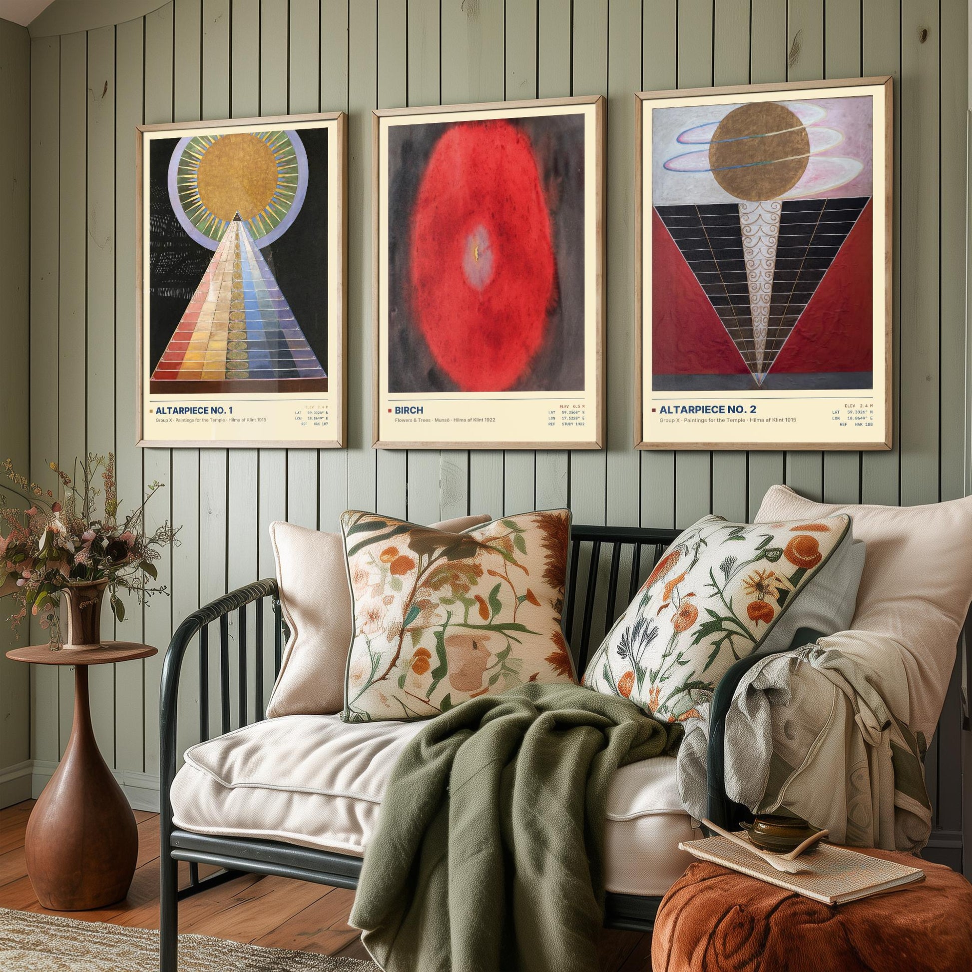 Hilma af Klint Set of Three Art Prints - Altarpiece No 1, Birch, Altarpiece No 2 - Abstract Spiritual Poster Painting Giclee