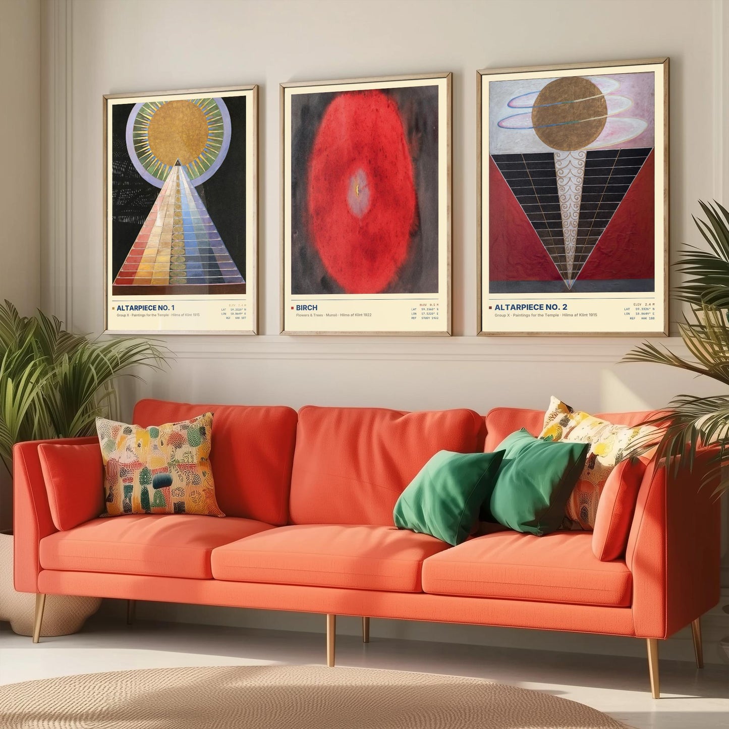 Hilma af Klint Set of Three Art Prints - Altarpiece No 1, Birch, Altarpiece No 2 - Abstract Spiritual Poster Painting Giclee