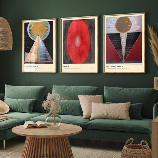 Hilma af Klint Set of Three Art Prints - Altarpiece No 1, Birch, Altarpiece No 2 - Abstract Spiritual Poster Painting Giclee