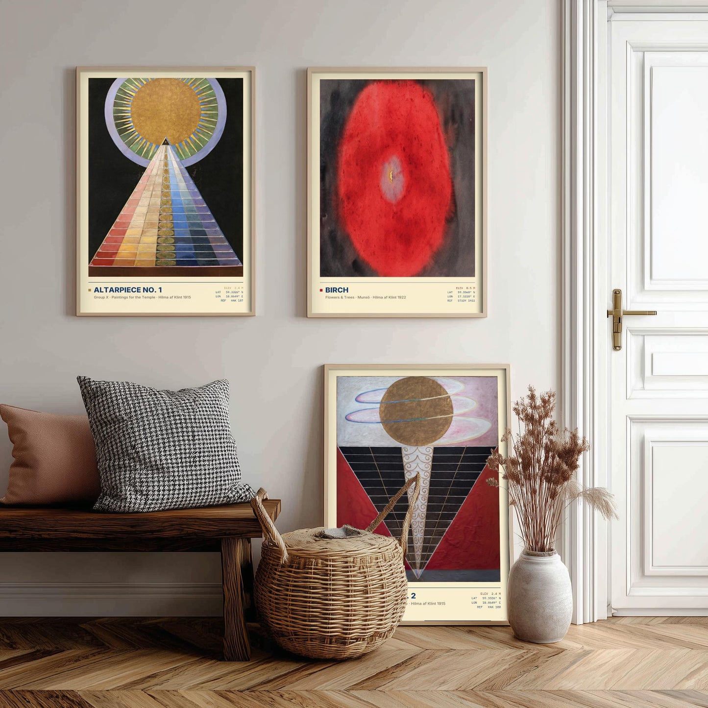 Hilma af Klint Set of Three Art Prints - Altarpiece No 1, Birch, Altarpiece No 2 - Abstract Spiritual Poster Painting Giclee