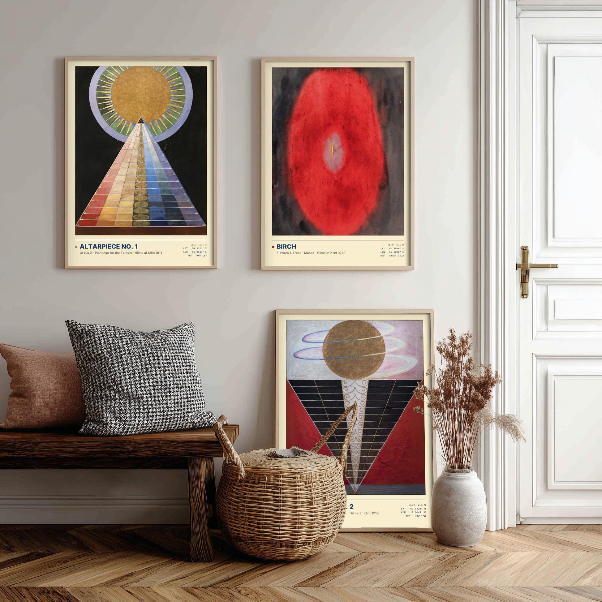 Hilma af Klint Set of Three Art Prints - Altarpiece No 1, Birch, Altarpiece No 2 - Abstract Spiritual Poster Painting Giclee