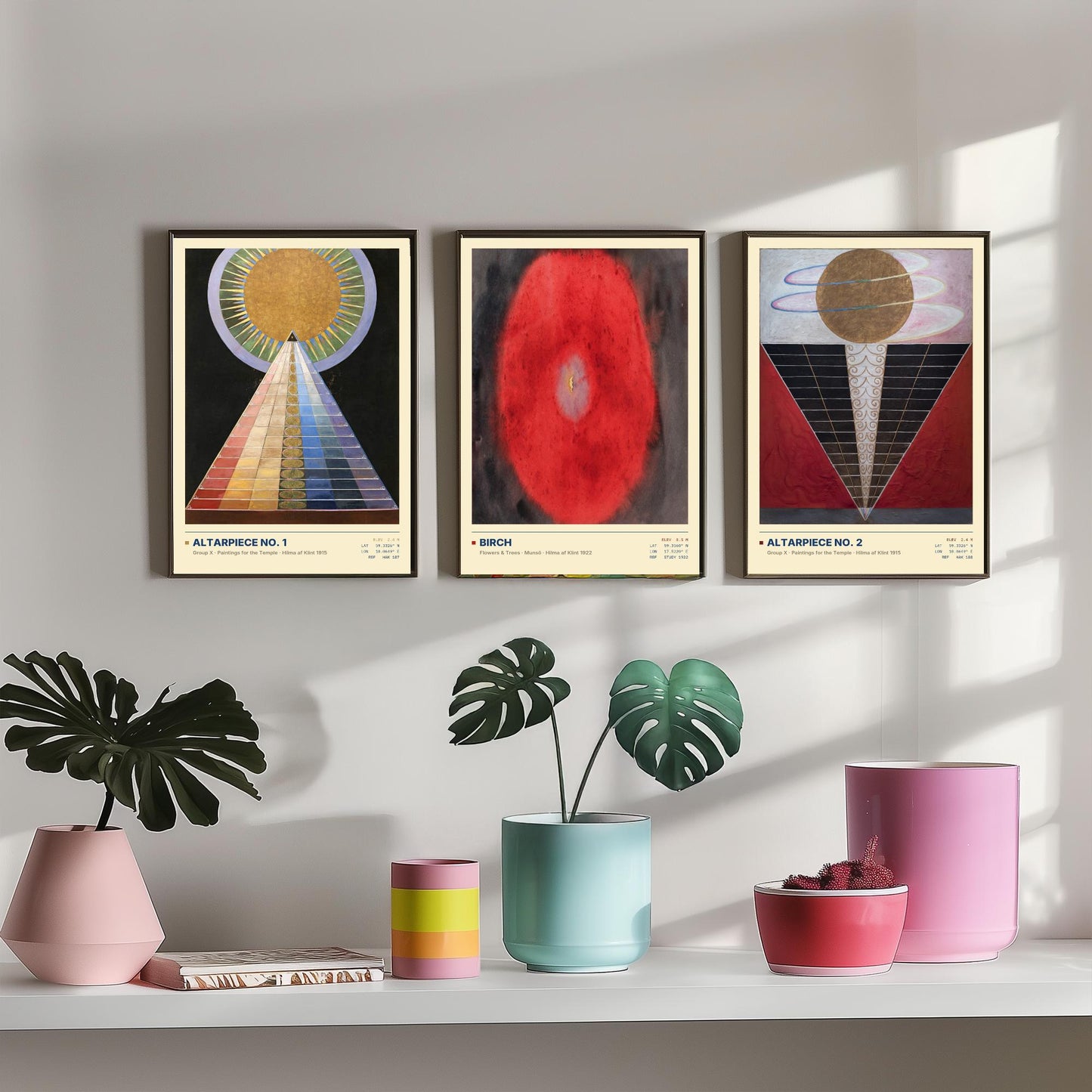 Hilma af Klint Set of Three Art Prints - Altarpiece No 1, Birch, Altarpiece No 2 - Abstract Spiritual Poster Painting Giclee