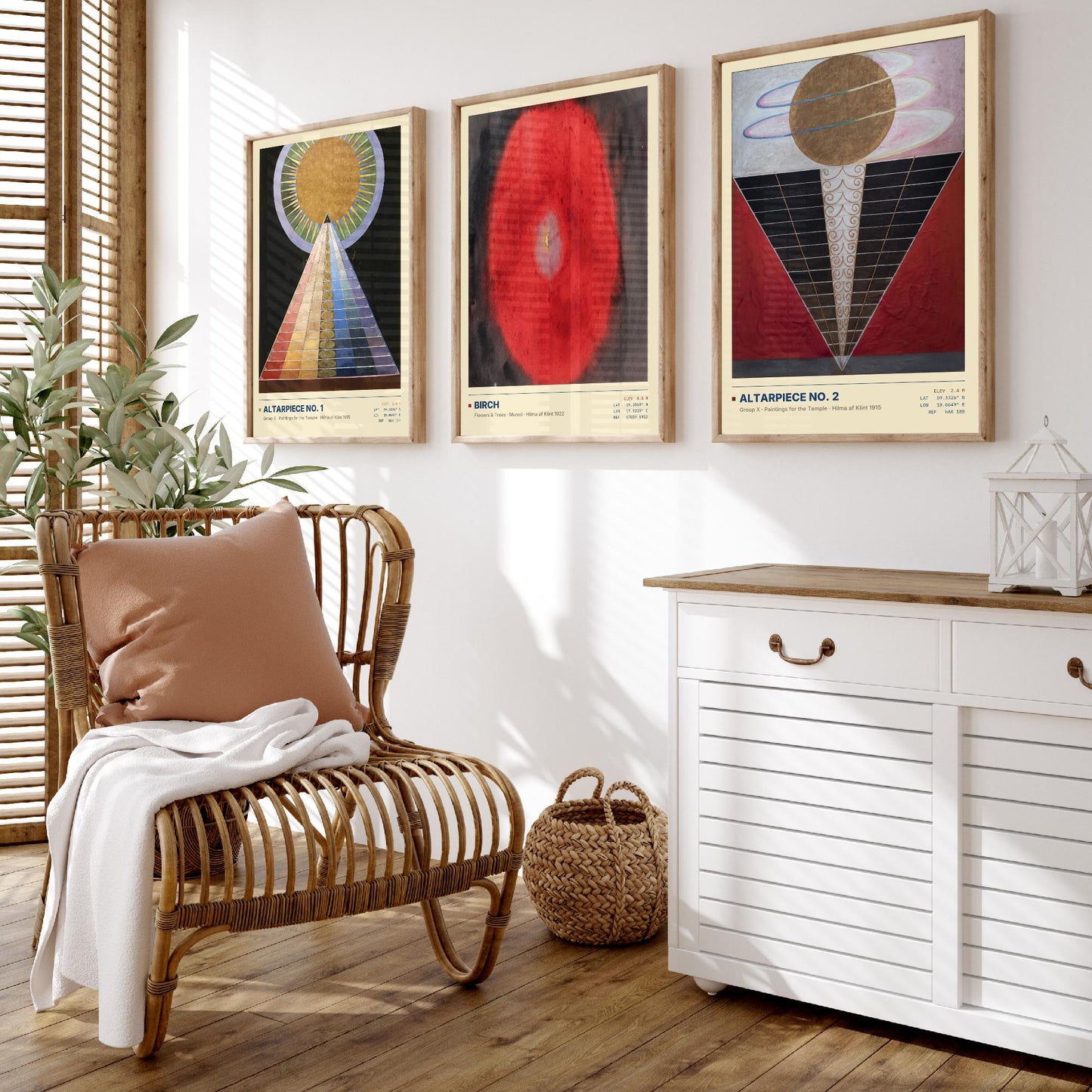 Hilma af Klint Set of Three Art Prints - Altarpiece No 1, Birch, Altarpiece No 2 - Abstract Spiritual Poster Painting Giclee