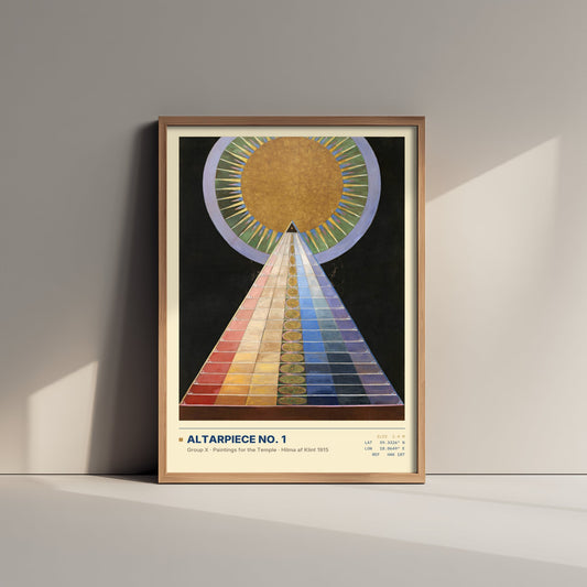 Hilma af Klint - Altarpiece No. 1 (1915) - Abstract Painting Art Print - Golden Sun Pyramid Poster - Paintings for the Temple