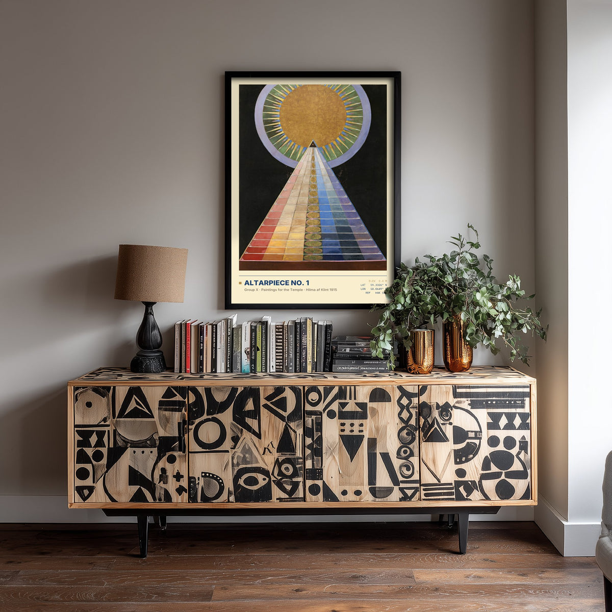Hilma af Klint - Altarpiece No. 1 (1915) - Abstract Painting Art Print - Golden Sun Pyramid Poster - Paintings for the Temple