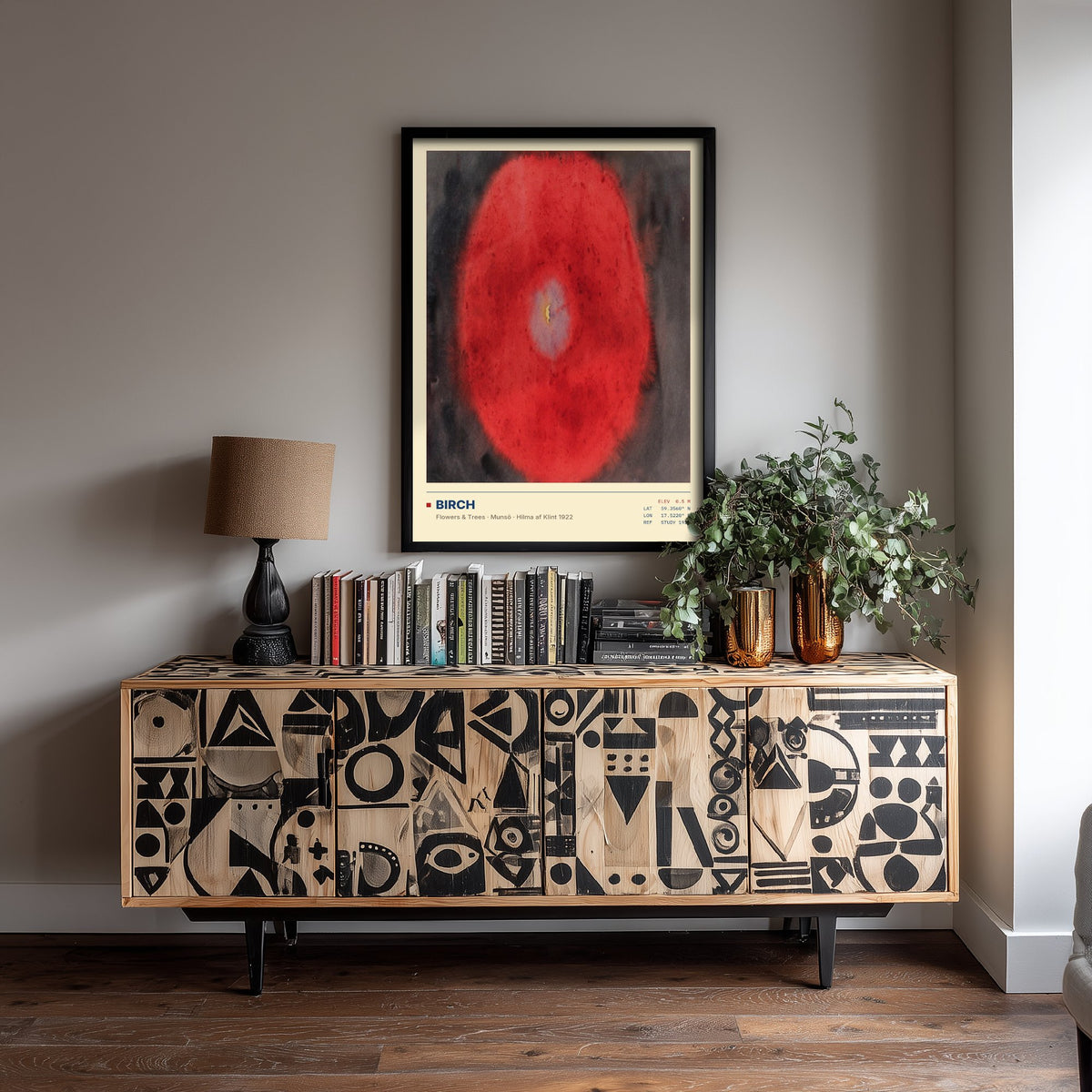 Hilma af Klint - Birch (1922) - Abstract Watercolour Painting Art Print - Red Tree Aura Poster - Flowers and Trees Series