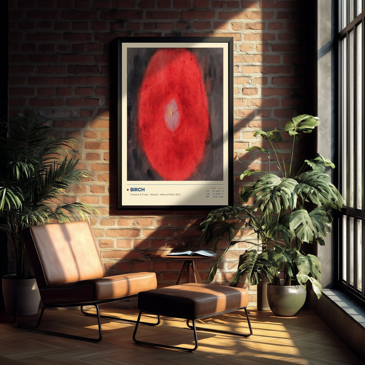 Hilma af Klint - Birch (1922) - Abstract Watercolour Painting Art Print - Red Tree Aura Poster - Flowers and Trees Series