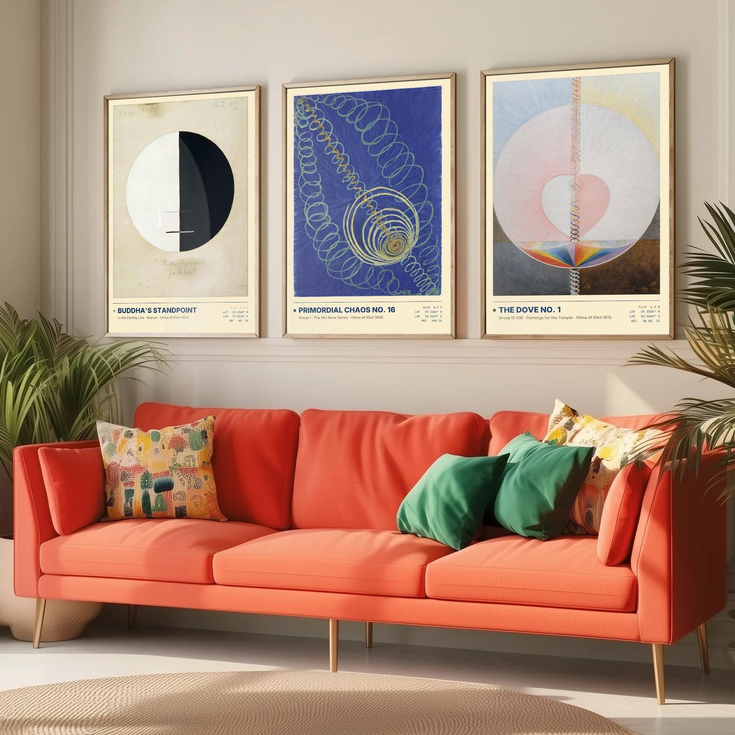 Hilma af Klint Set of Three Art Prints - Buddhas Standpoint, Primordial Chaos, The Dove - Abstract Spiritual Poster Painting