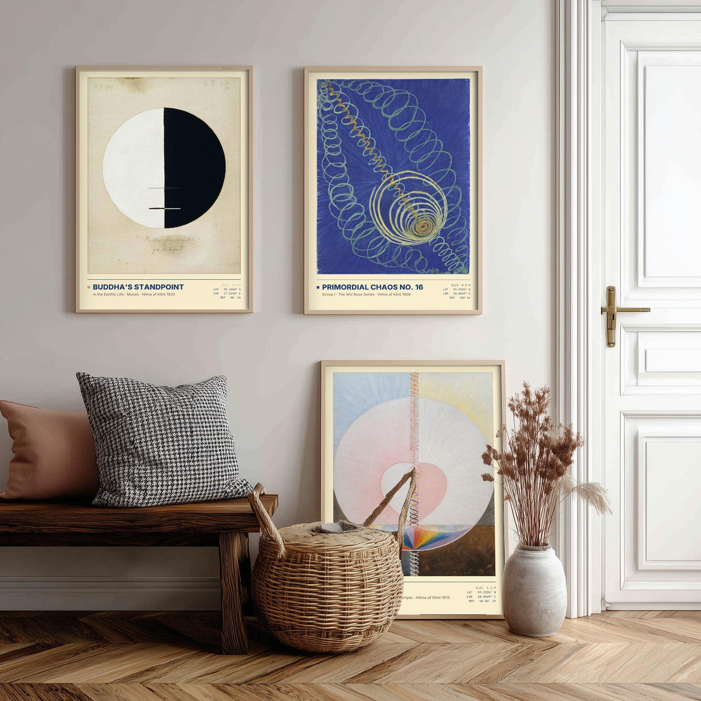 Hilma af Klint Set of Three Art Prints - Buddhas Standpoint, Primordial Chaos, The Dove - Abstract Spiritual Poster Painting