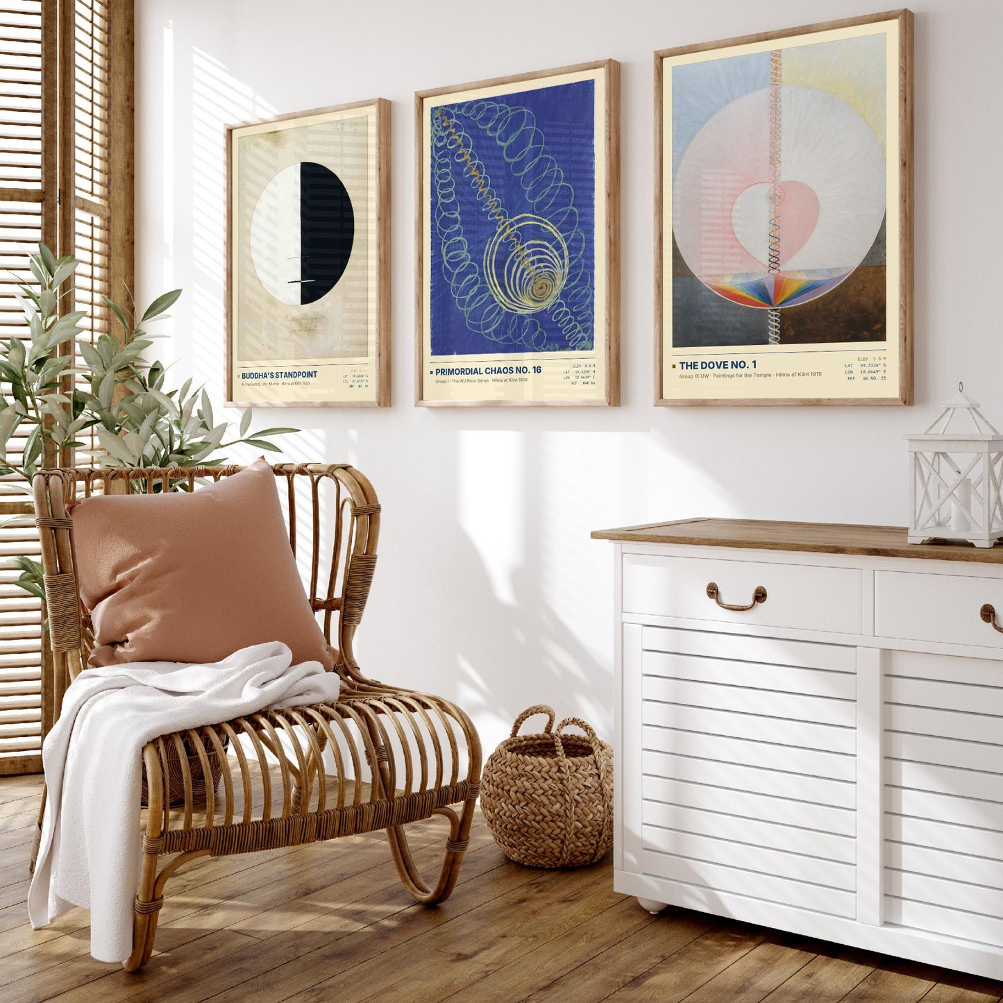 Hilma af Klint Set of Three Art Prints - Buddhas Standpoint, Primordial Chaos, The Dove - Abstract Spiritual Poster Painting