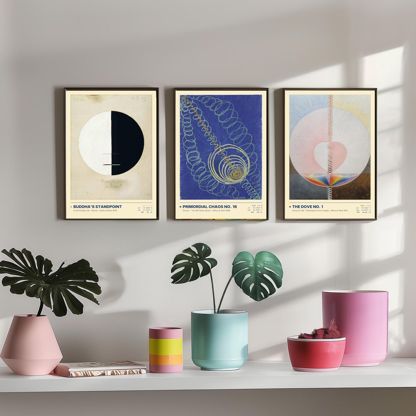 Hilma af Klint Set of Three Art Prints - Buddhas Standpoint, Primordial Chaos, The Dove - Abstract Spiritual Poster Painting