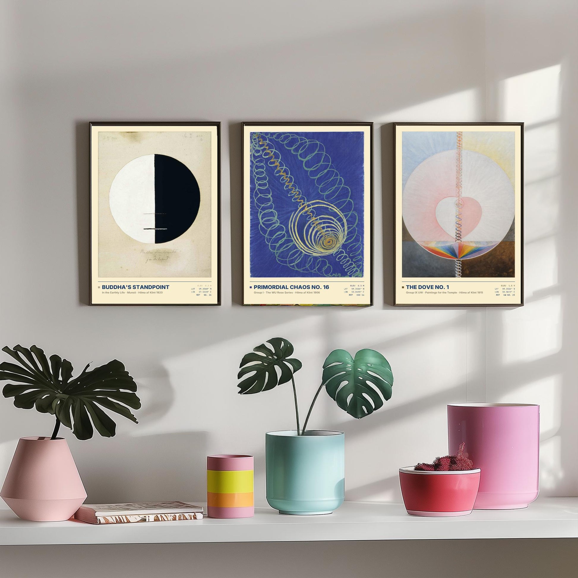 Hilma af Klint Set of Three Art Prints - Buddhas Standpoint, Primordial Chaos, The Dove - Abstract Spiritual Poster Painting