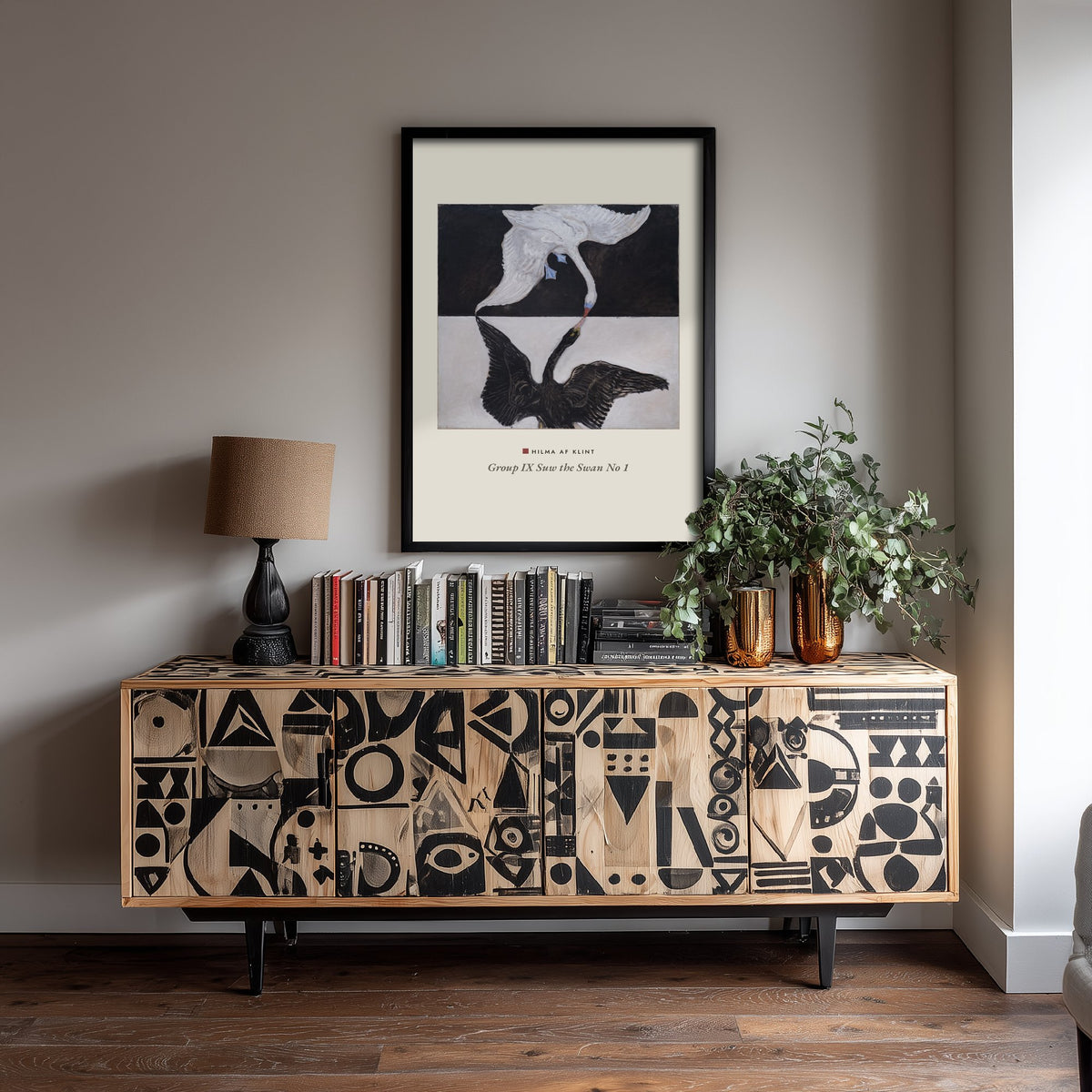 Hilma af Klint - The Swan No. 1 (1915) - Black and White Swans Painting - Abstract Art Print Poster - Group IX SUW