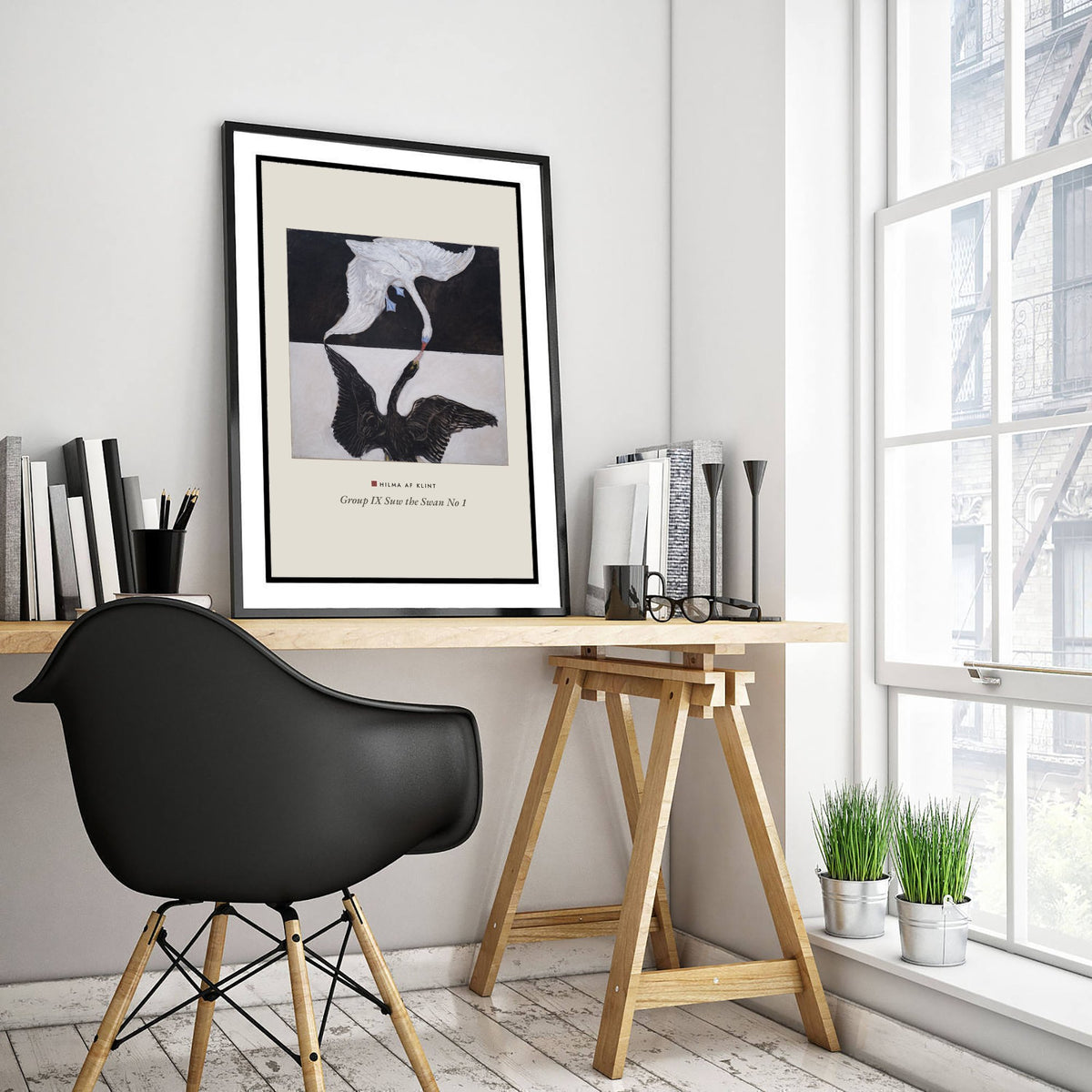 Hilma af Klint - The Swan No. 1 (1915) - Black and White Swans Painting - Abstract Art Print Poster - Group IX SUW