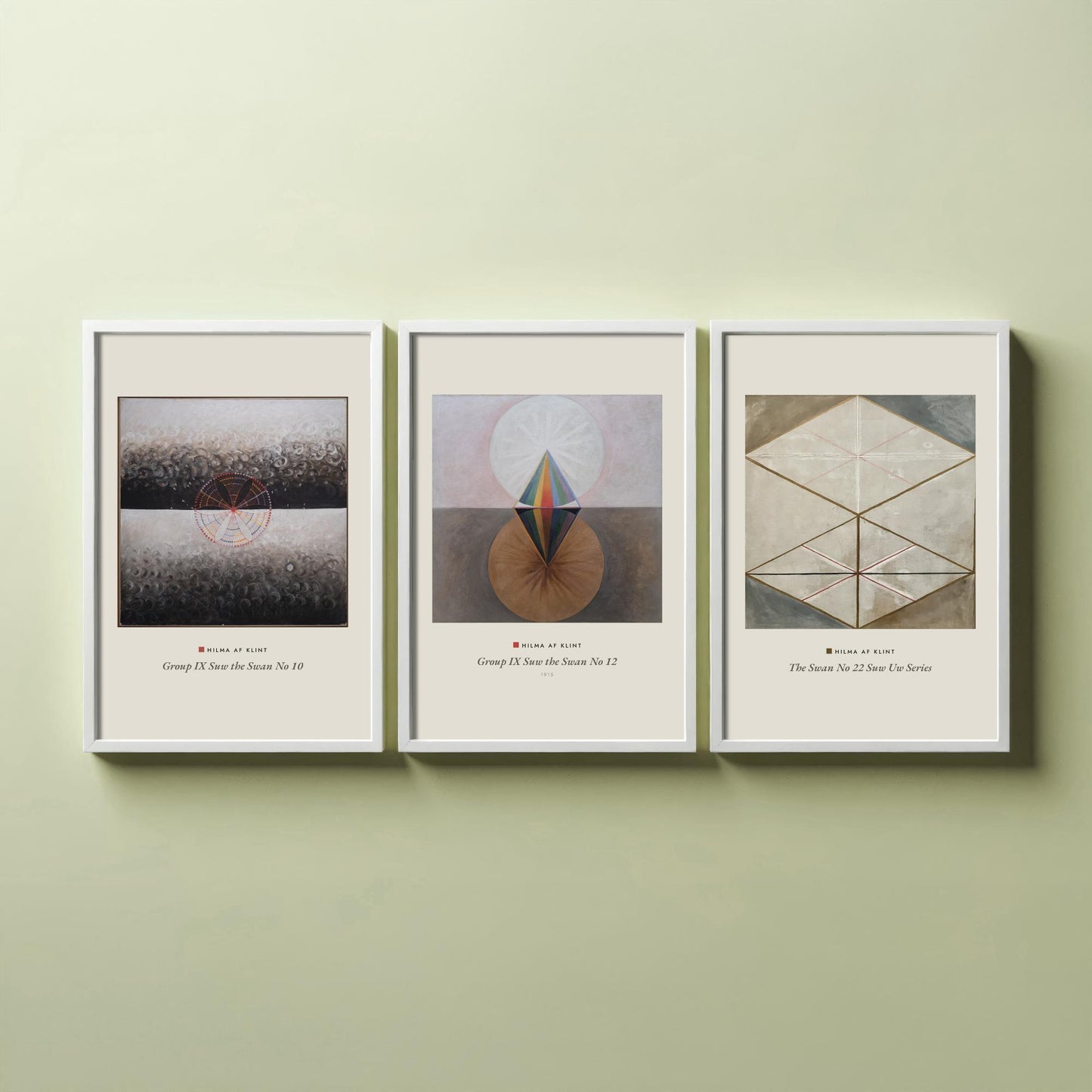 Hilma af Klint The Swan Set of Three Art Prints - Swan No 10, No 12, No 22 - Geometric Abstract Poster Painting