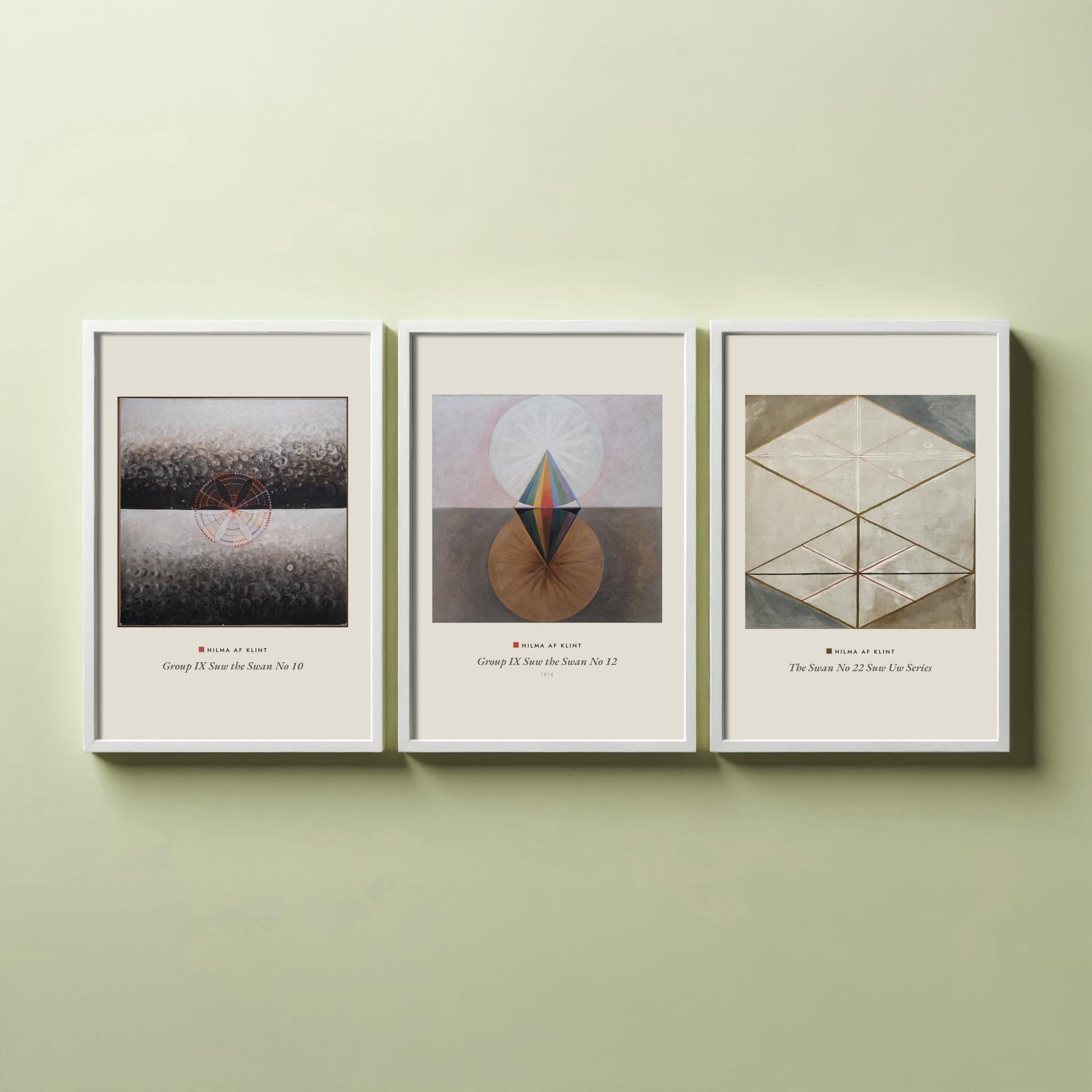 Hilma af Klint The Swan Set of Three Art Prints - Swan No 10, No 12, No 22 - Geometric Abstract Poster Painting