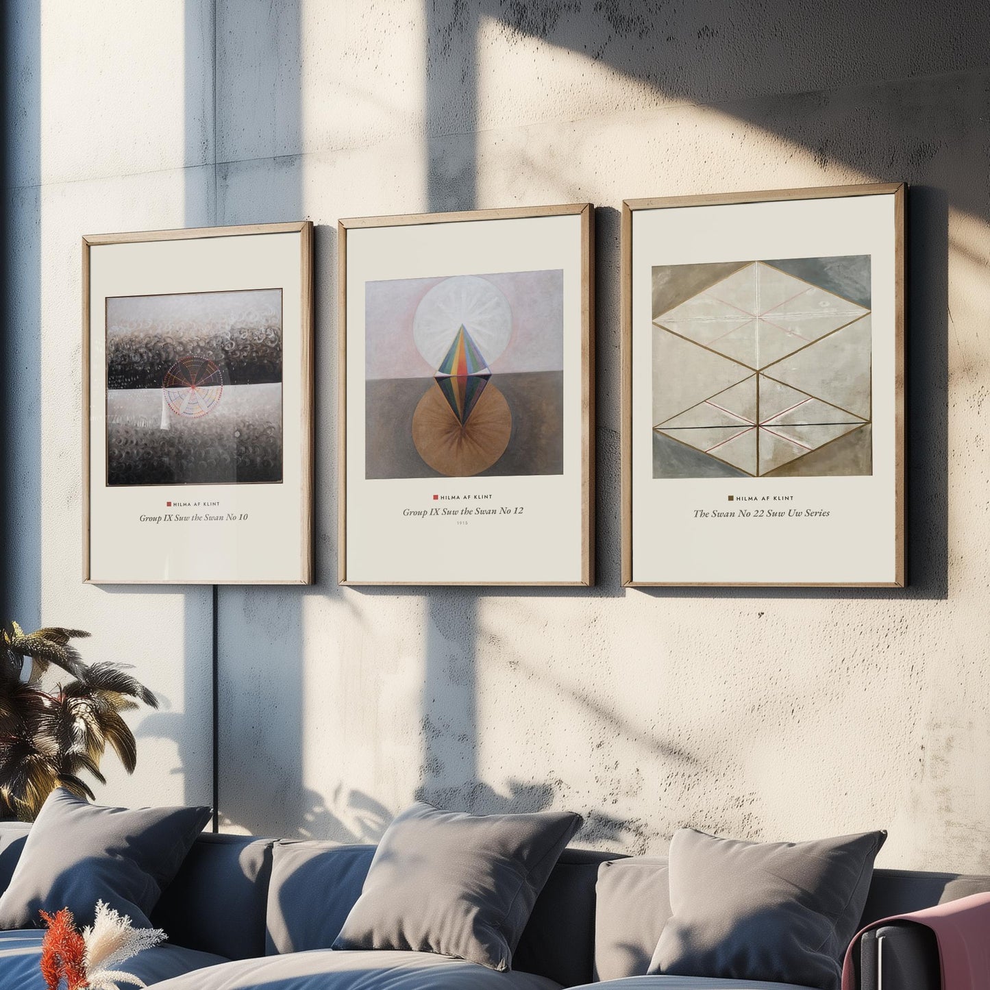 Hilma af Klint The Swan Set of Three Art Prints - Swan No 10, No 12, No 22 - Geometric Abstract Poster Painting