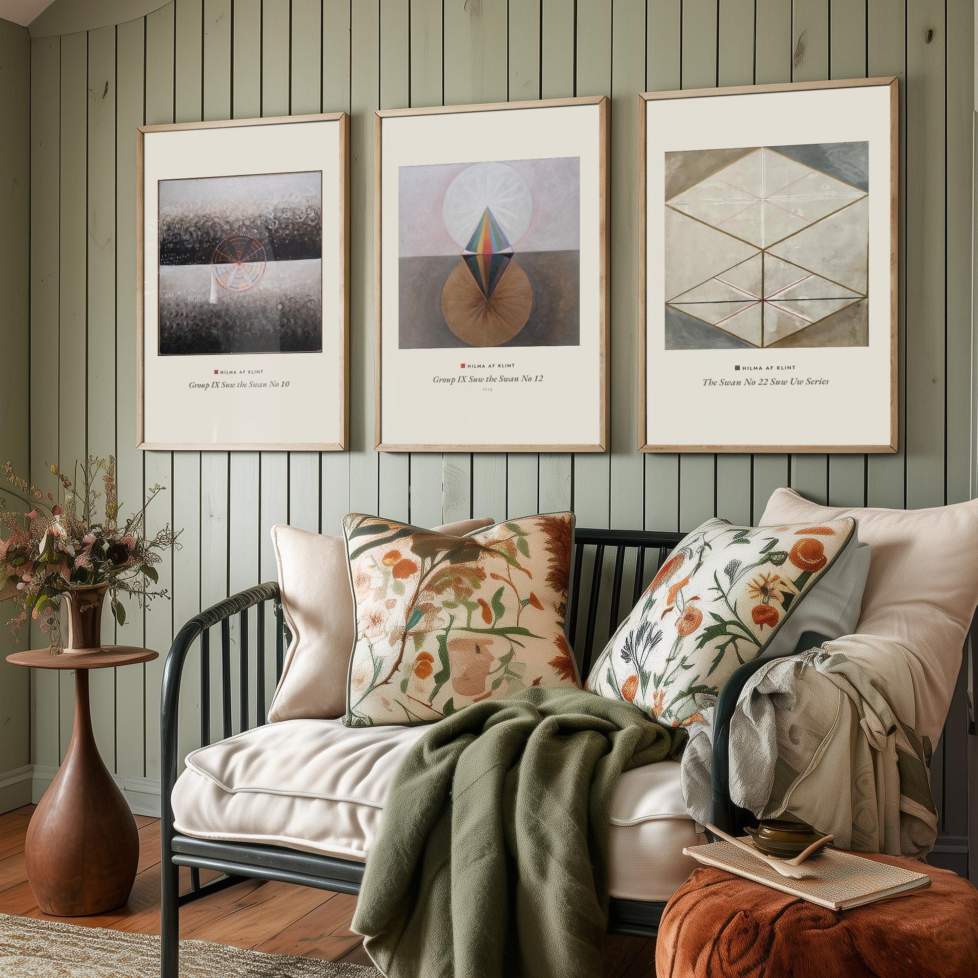 Hilma af Klint The Swan Set of Three Art Prints - Swan No 10, No 12, No 22 - Geometric Abstract Poster Painting