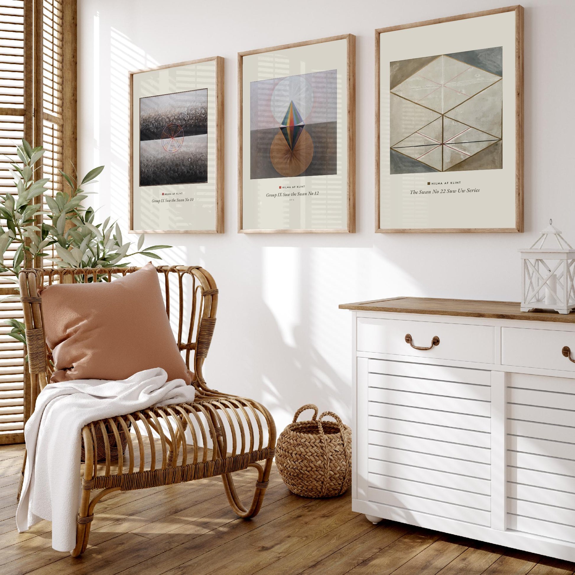 Hilma af Klint The Swan Set of Three Art Prints - Swan No 10, No 12, No 22 - Geometric Abstract Poster Painting