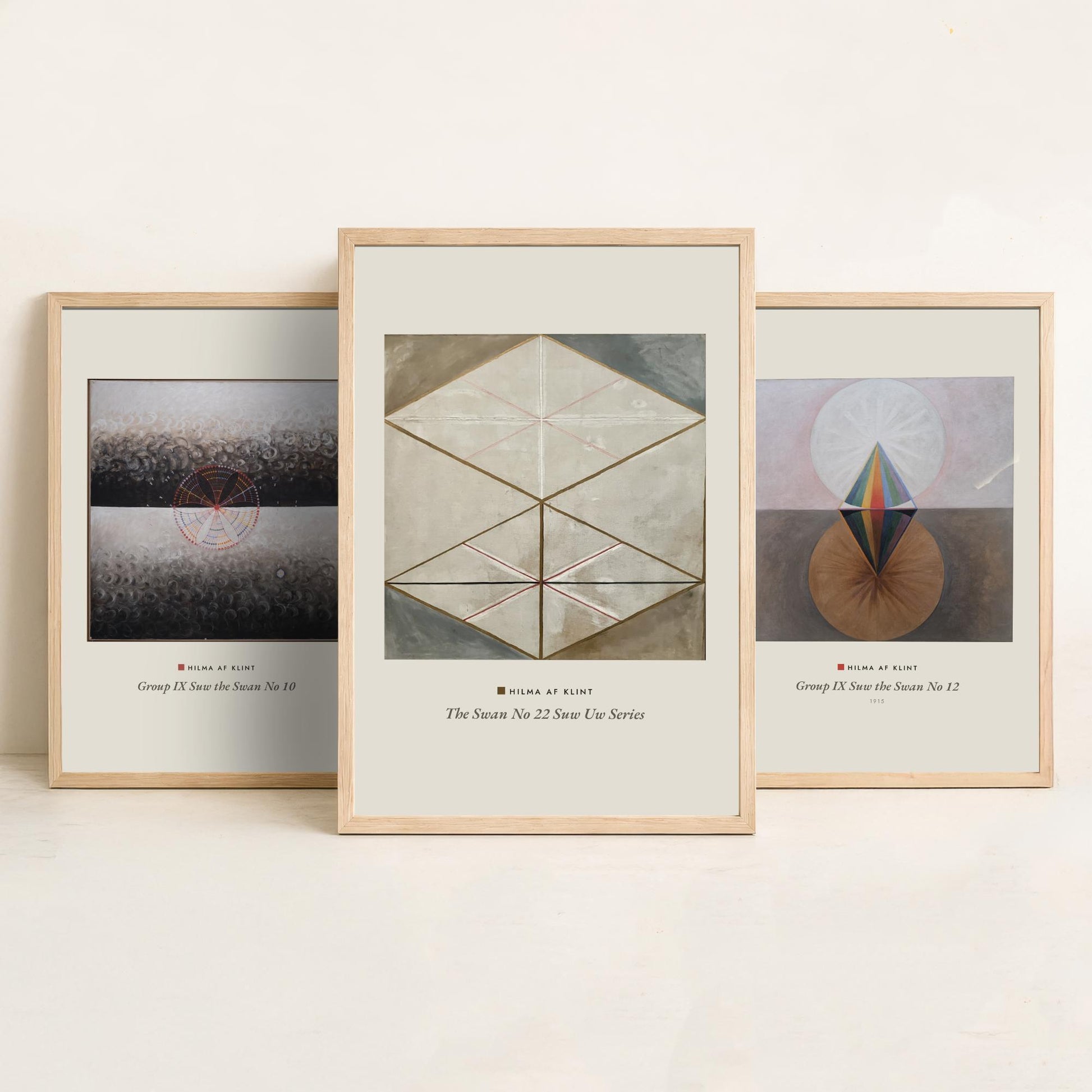 Hilma af Klint The Swan Set of Three Art Prints - Swan No 10, No 12, No 22 - Geometric Abstract Poster Painting
