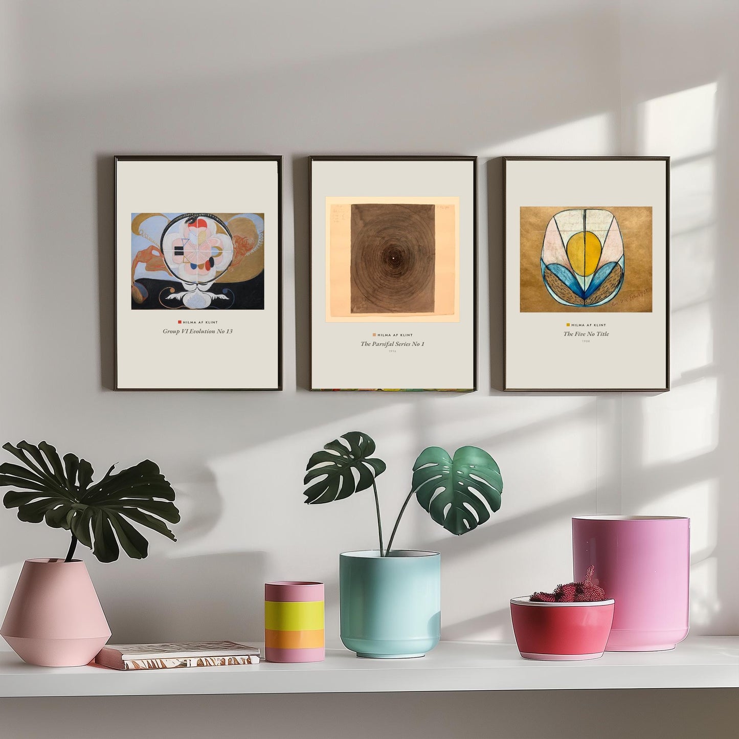 Hilma af Klint Set of Three Art Prints - Evolution No 13, Parsifal Series, The Five - Abstract Spiritual Poster Painting