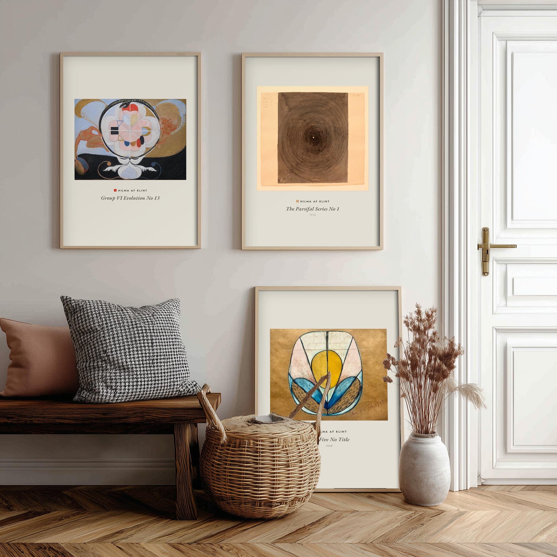 Hilma af Klint Set of Three Art Prints - Evolution No 13, Parsifal Series, The Five - Abstract Spiritual Poster Painting