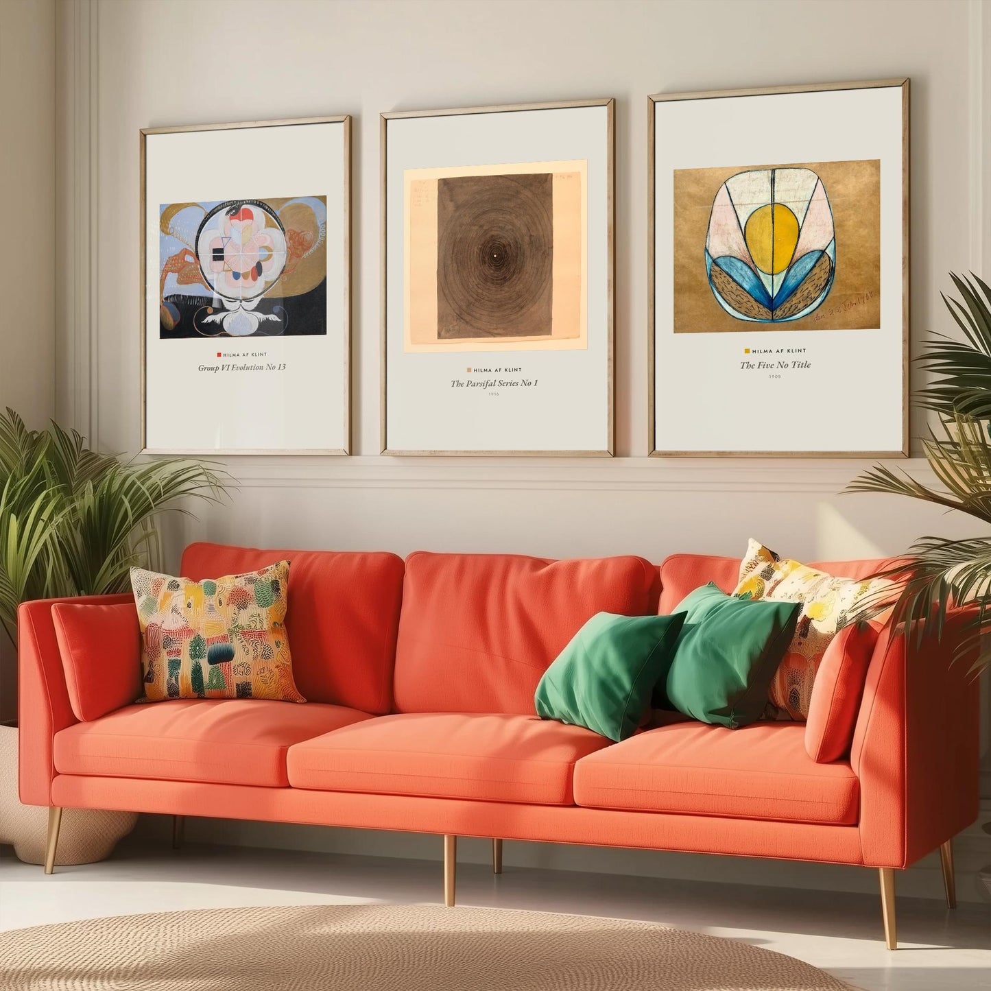 Hilma af Klint Set of Three Art Prints - Evolution No 13, Parsifal Series, The Five - Abstract Spiritual Poster Painting