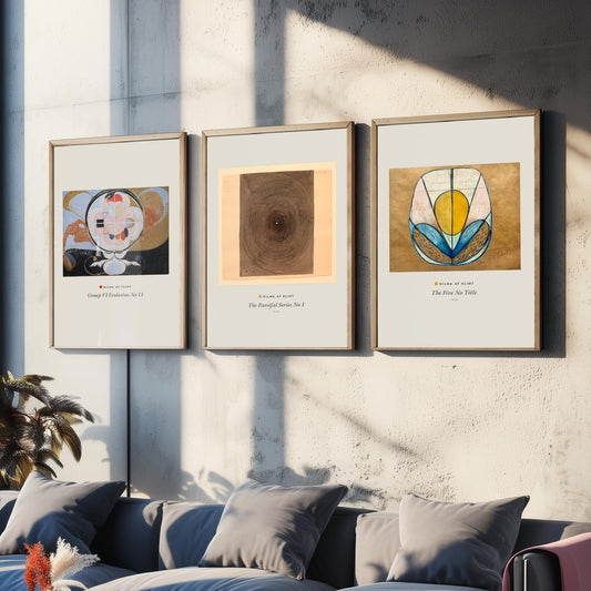 Hilma af Klint Set of Three Art Prints - Evolution No 13, Parsifal Series, The Five - Abstract Spiritual Poster Painting