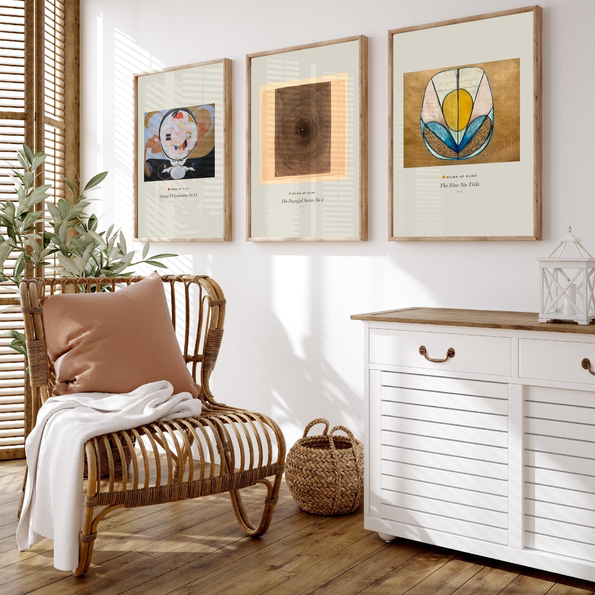 Hilma af Klint Set of Three Art Prints - Evolution No 13, Parsifal Series, The Five - Abstract Spiritual Poster Painting