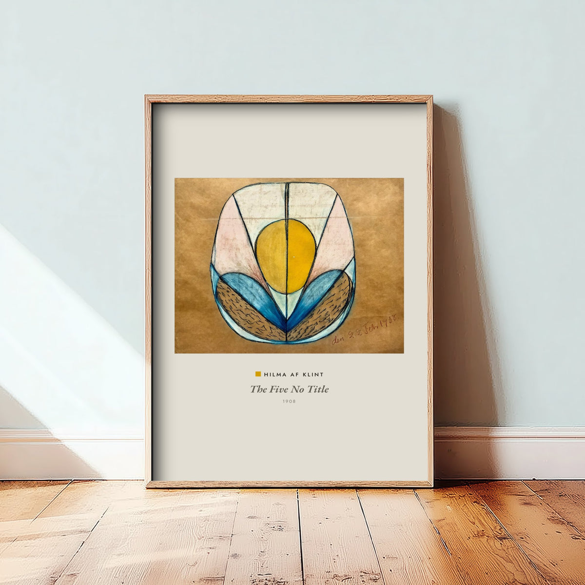Hilma af Klint - The Five No Title (1908) - Classic Painting Art Print - Spiritual Abstract Poster - Seance Drawing in Ochre Pink Blue
