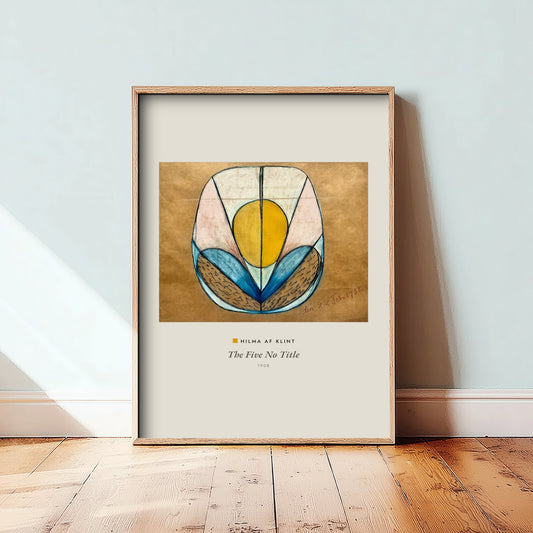 Hilma af Klint - The Five No Title (1908) - Classic Painting Art Print - Spiritual Abstract Poster - Seance Drawing in Ochre Pink Blue