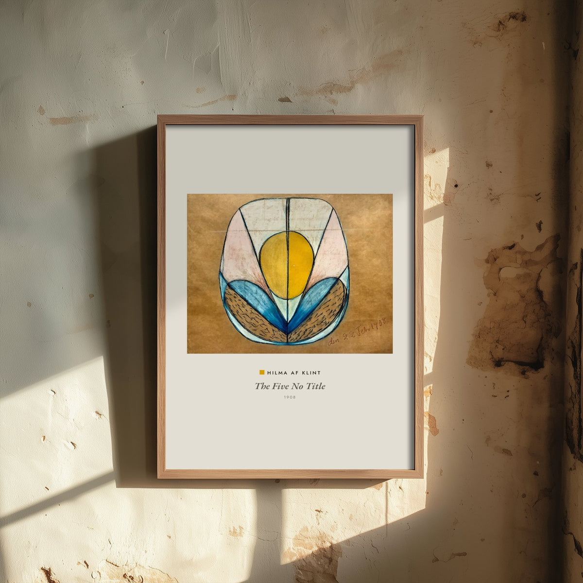 Hilma af Klint - The Five No Title (1908) - Classic Painting Art Print - Spiritual Abstract Poster - Seance Drawing in Ochre Pink Blue