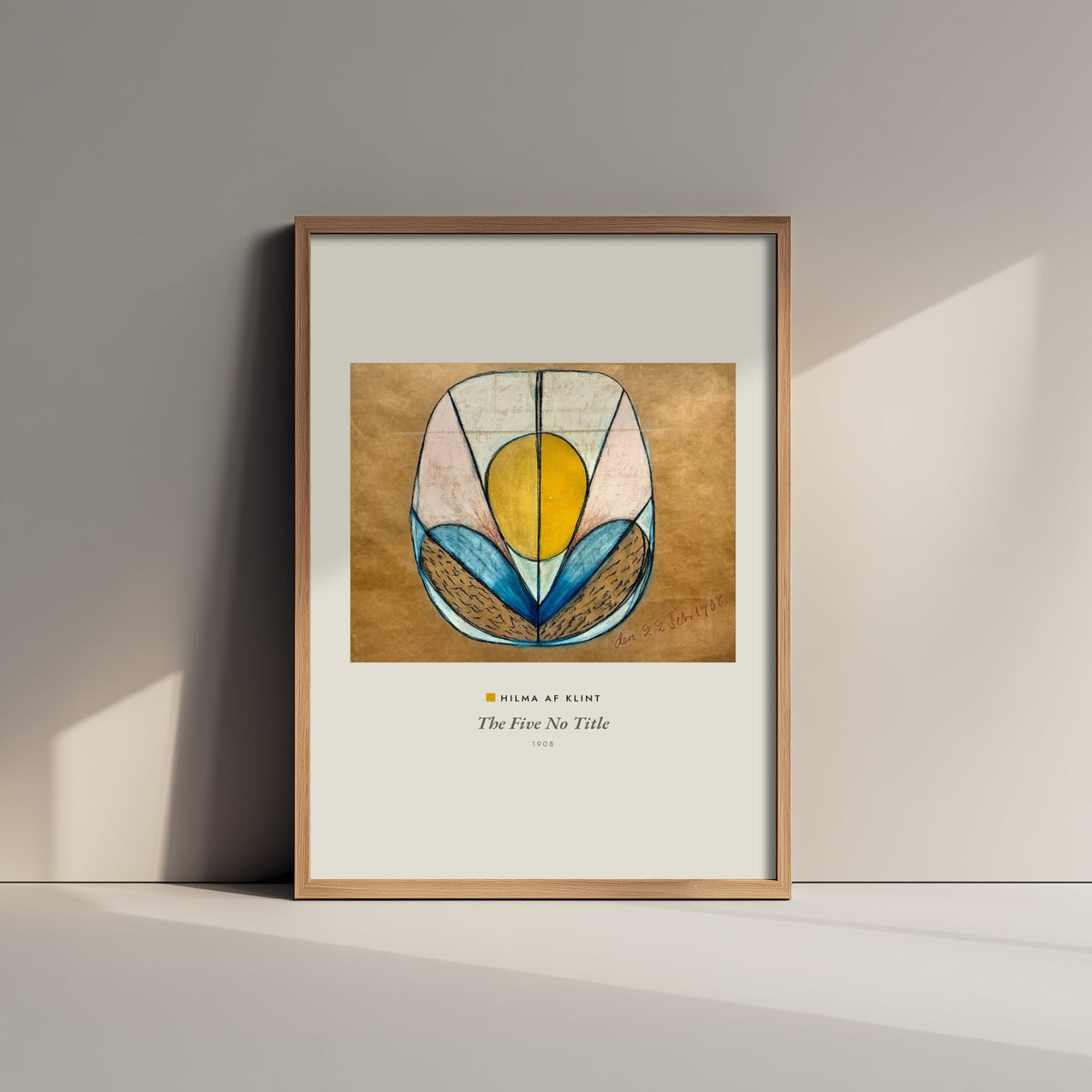 Hilma af Klint - The Five No Title (1908) - Classic Painting Art Print - Spiritual Abstract Poster - Seance Drawing in Ochre Pink Blue