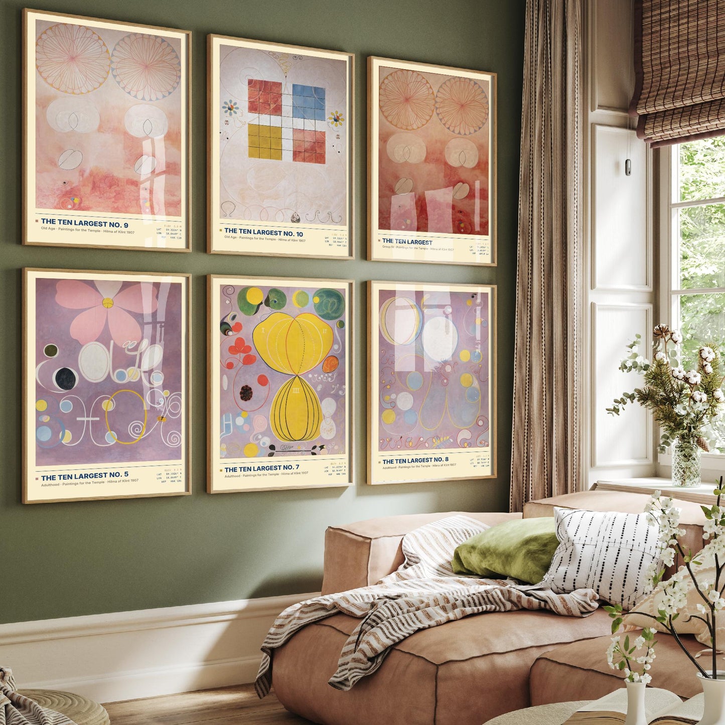 Set of Six Hilma af Klint Old Temple Paintings - 6 Abstract Art Prints - Adulthood and Old Age Nos 5, 7, 8, 9, 10 - Ten Largest Poster