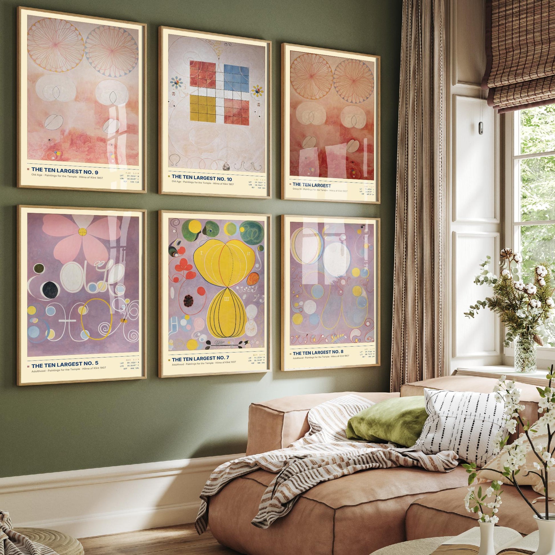 Set of Six Hilma af Klint Old Temple Paintings - 6 Abstract Art Prints - Adulthood and Old Age Nos 5, 7, 8, 9, 10 - Ten Largest Poster