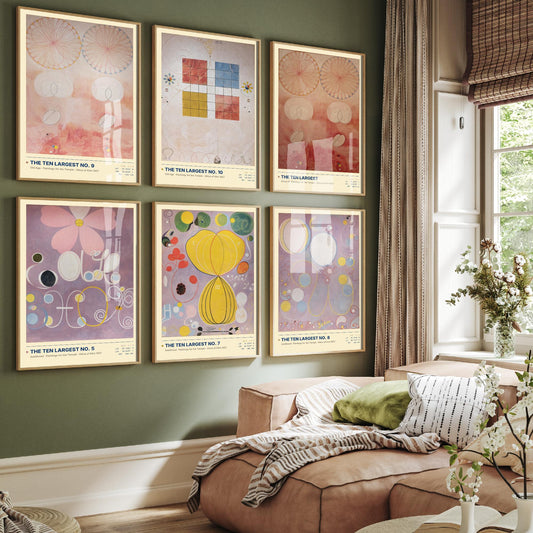 Set of Six Hilma af Klint Old Temple Paintings - 6 Abstract Art Prints - Adulthood and Old Age Nos 5, 7, 8, 9, 10 - Ten Largest Poster