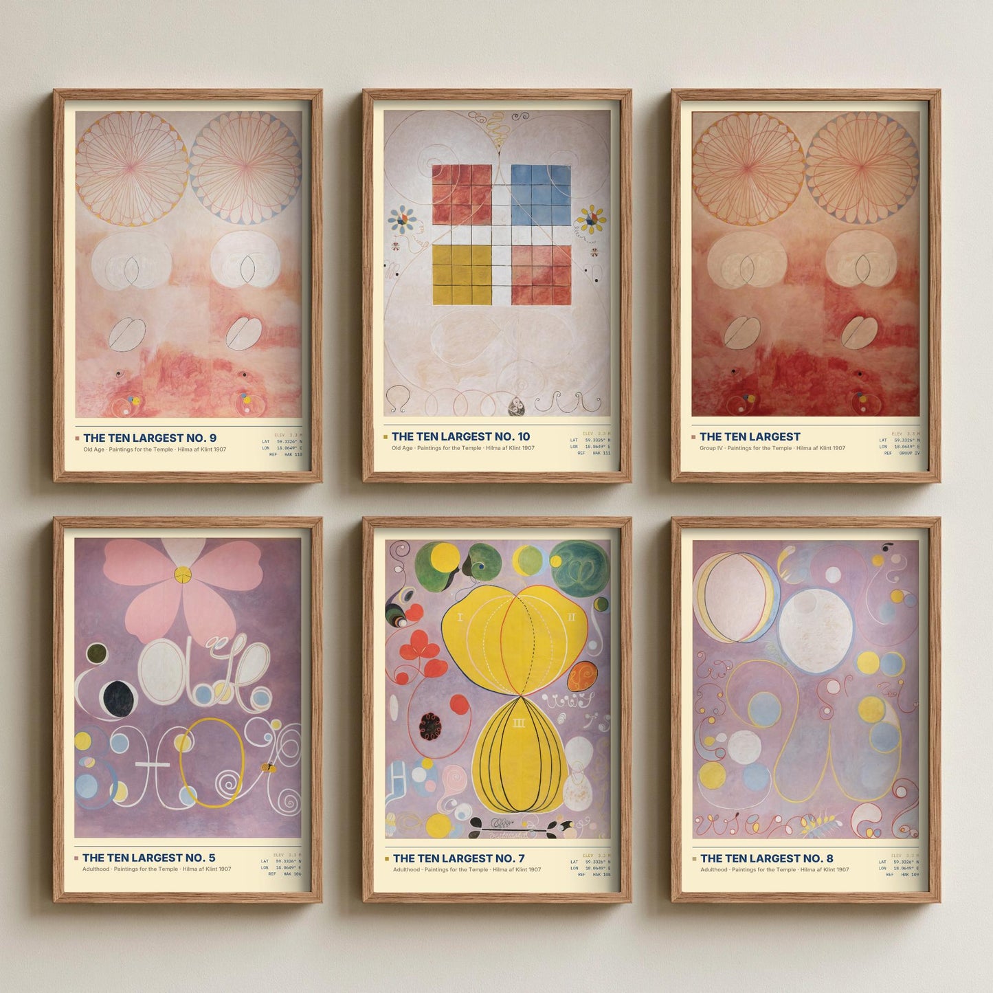 Set of Six Hilma af Klint Old Temple Paintings - 6 Abstract Art Prints - Adulthood and Old Age Nos 5, 7, 8, 9, 10 - Ten Largest Poster