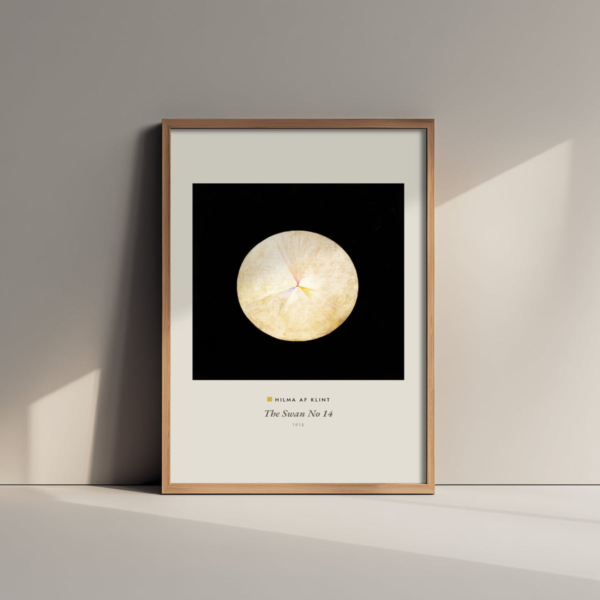 Hilma af Klint - The Swan No 14 (1915) - Classic Painting Art Print - Cream Orb on Black Minimalist Abstract Poster