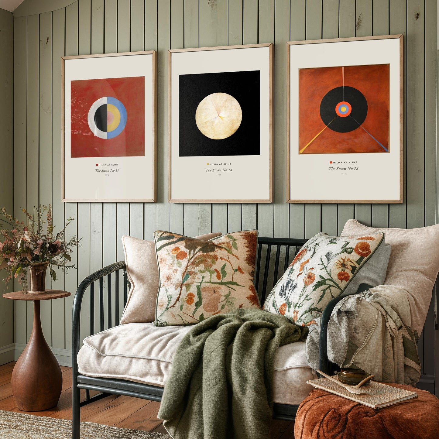Hilma af Klint The Swan Set of Three Art Prints - Swan No 17, No 14, No 18 - Abstract Circle Poster Painting Giclee