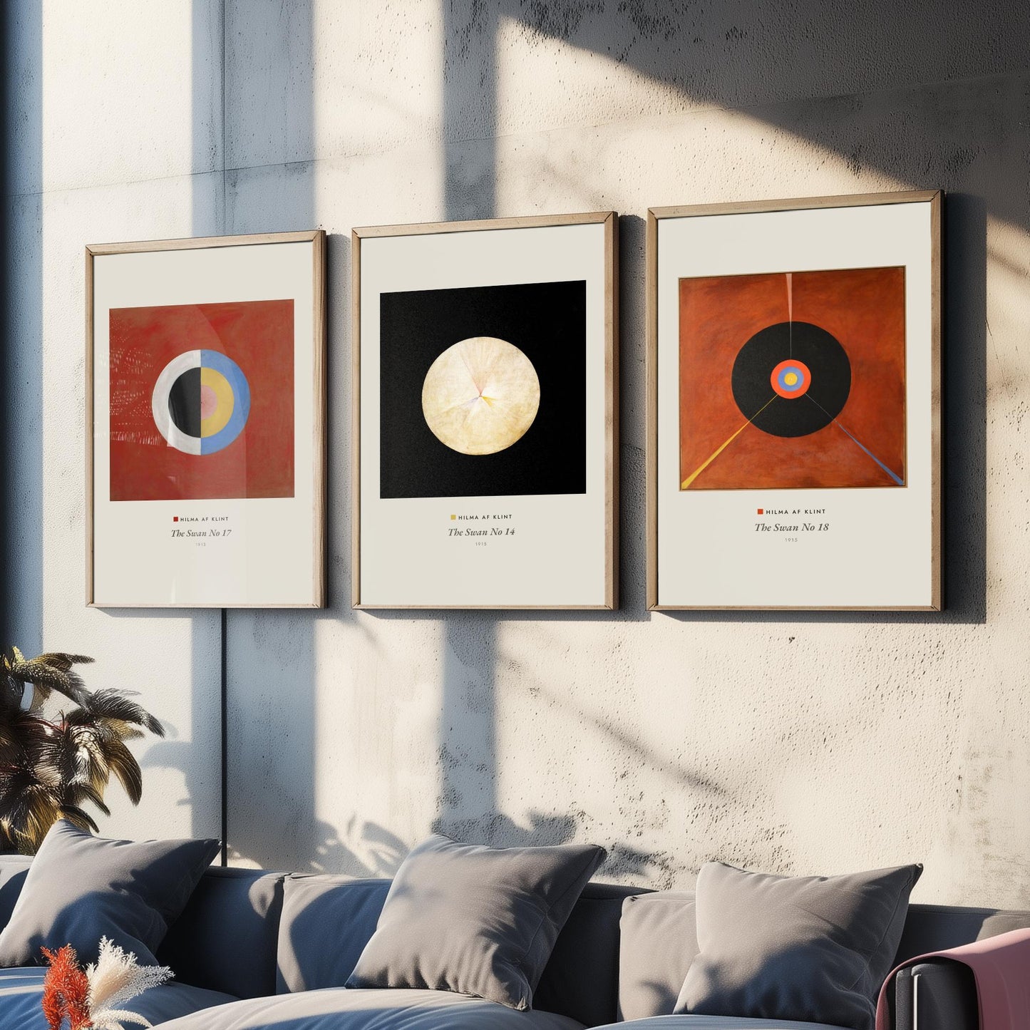 Hilma af Klint The Swan Set of Three Art Prints - Swan No 17, No 14, No 18 - Abstract Circle Poster Painting Giclee