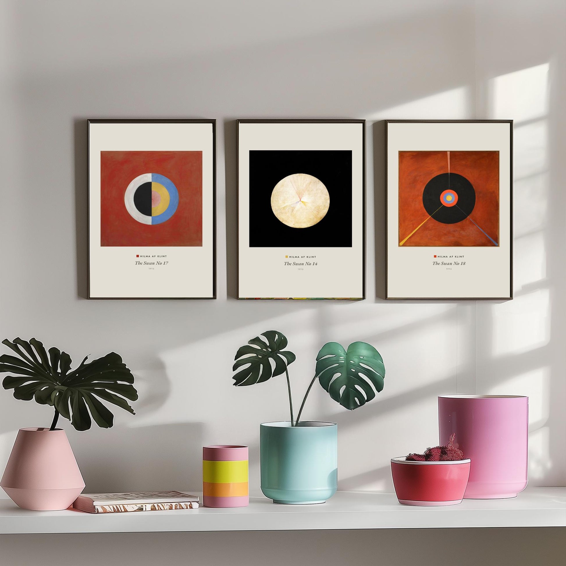 Hilma af Klint The Swan Set of Three Art Prints - Swan No 17, No 14, No 18 - Abstract Circle Poster Painting Giclee