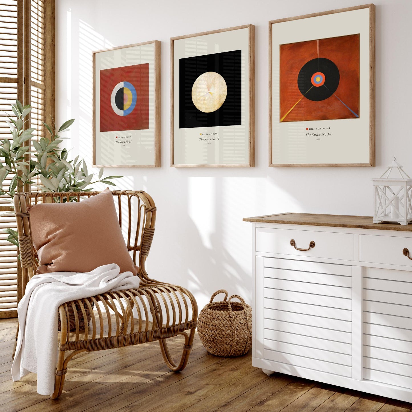Hilma af Klint The Swan Set of Three Art Prints - Swan No 17, No 14, No 18 - Abstract Circle Poster Painting Giclee