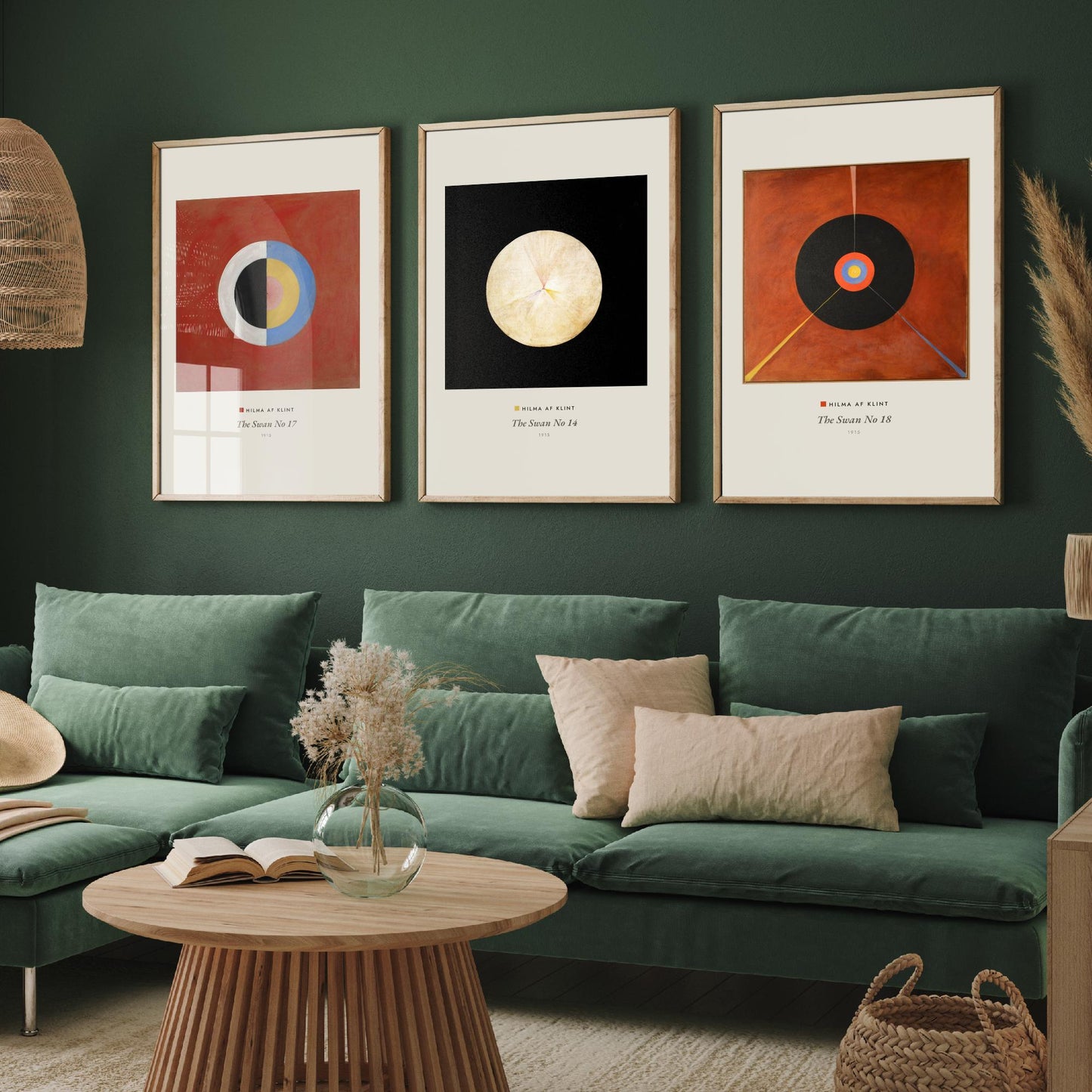 Hilma af Klint The Swan Set of Three Art Prints - Swan No 17, No 14, No 18 - Abstract Circle Poster Painting Giclee