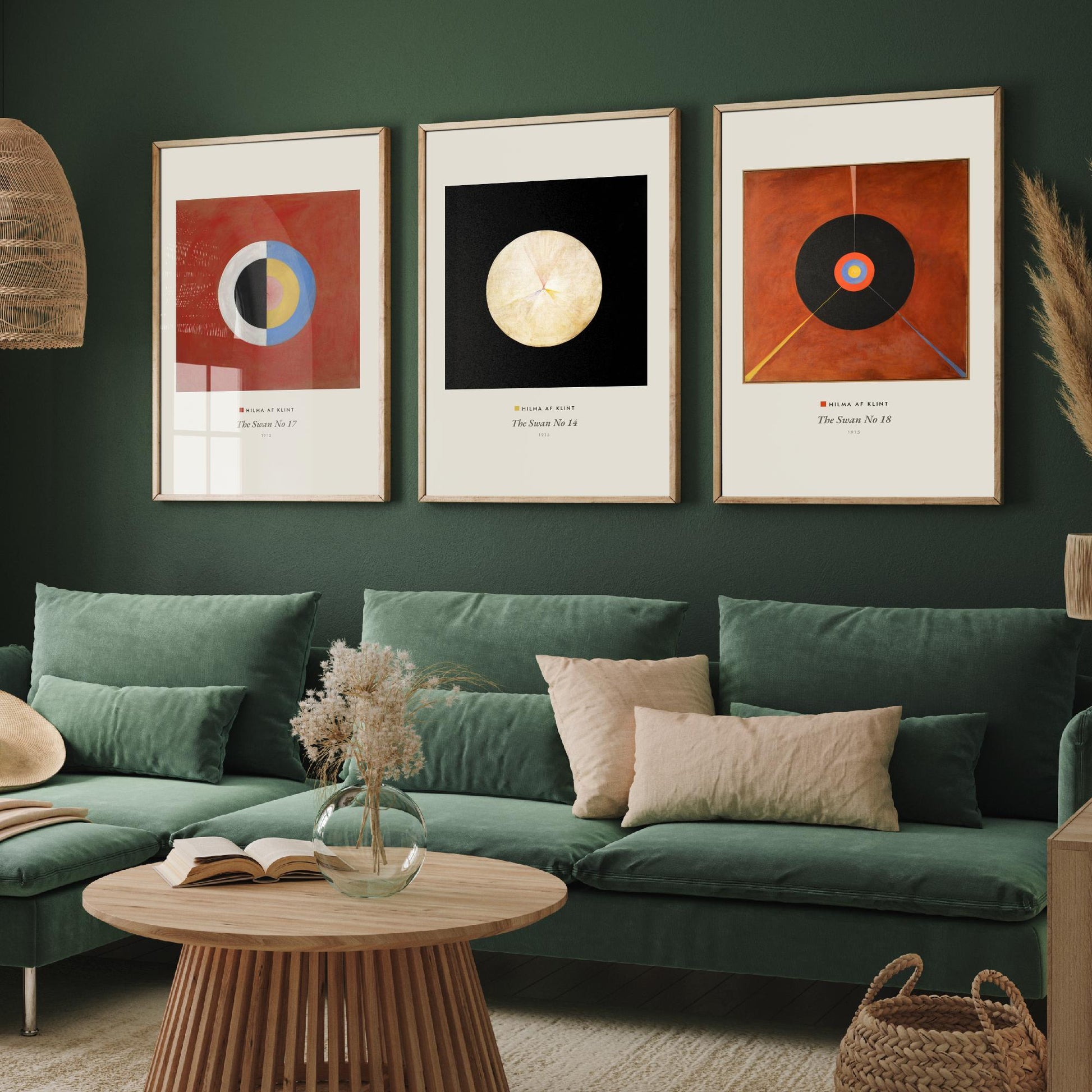 Hilma af Klint The Swan Set of Three Art Prints - Swan No 17, No 14, No 18 - Abstract Circle Poster Painting Giclee