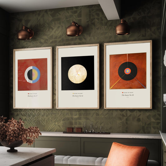 Hilma af Klint The Swan Set of Three Art Prints - Swan No 17, No 14, No 18 - Abstract Circle Poster Painting Giclee