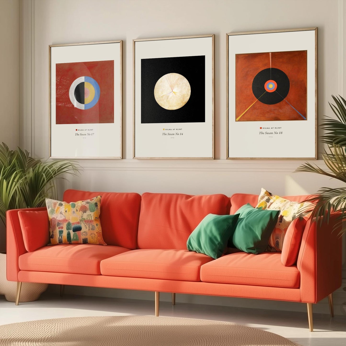 Hilma af Klint The Swan Set of Three Art Prints - Swan No 17, No 14, No 18 - Abstract Circle Poster Painting Giclee