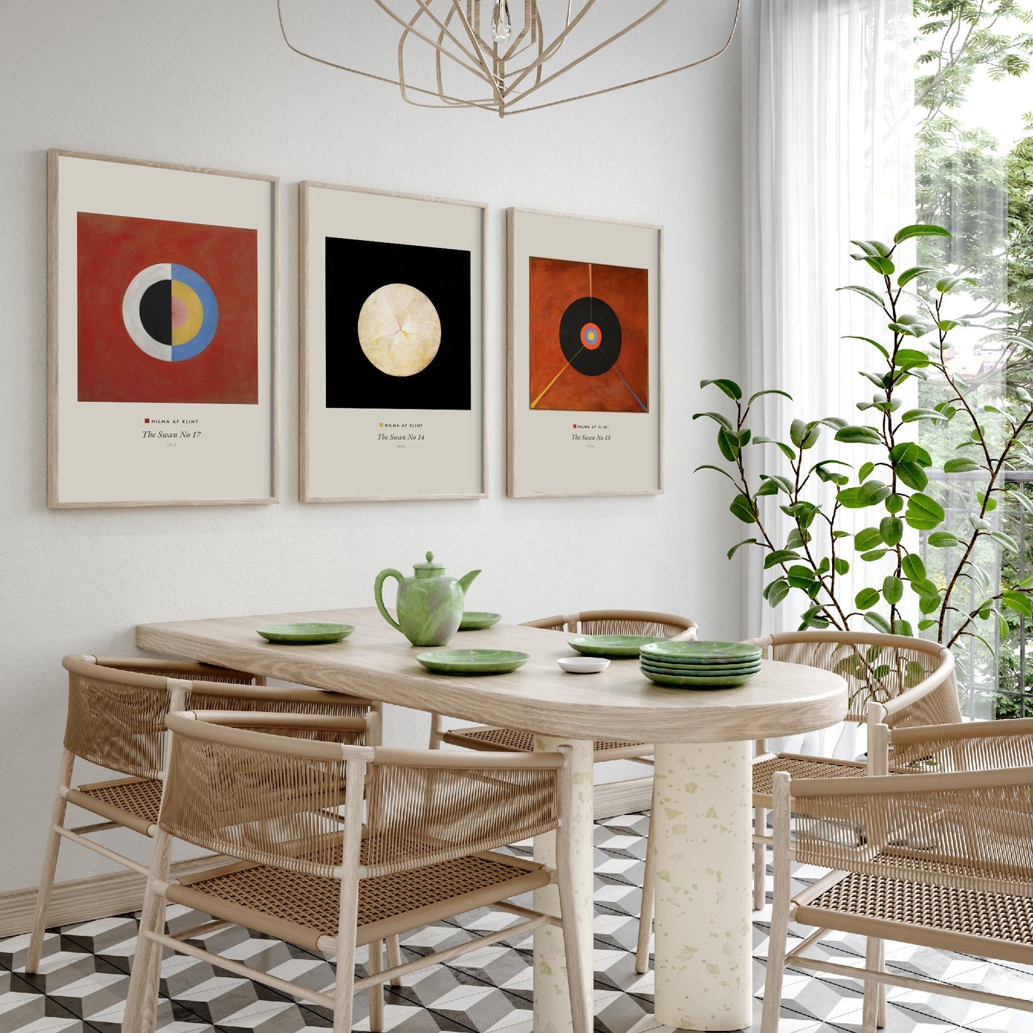 Hilma af Klint The Swan Set of Three Art Prints - Swan No 17, No 14, No 18 - Abstract Circle Poster Painting Giclee